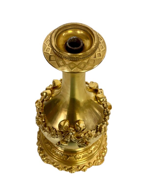 Louis XVI Gilt Bronze Table Lamp with Roses and Ribbons, 19th Century