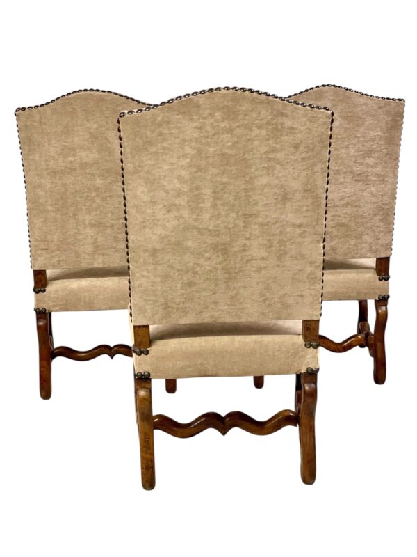 Three 17th Century Louis XIII Walnut Chairs with Velvet Upholstery - Image 3