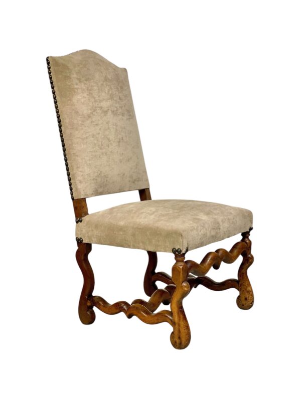 Three 17th Century Louis XIII Walnut Chairs with Velvet Upholstery - Image 4