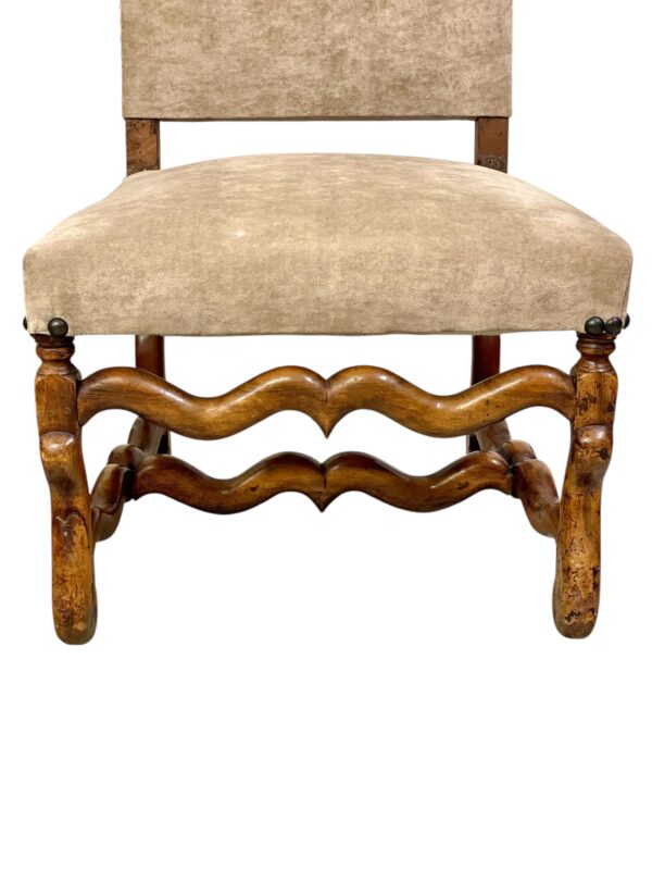 Three 17th Century Louis XIII Walnut Chairs with Velvet Upholstery - Image 6