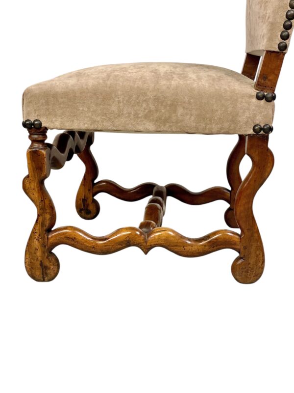Three 17th Century Louis XIII Walnut Chairs with Velvet Upholstery - Image 9