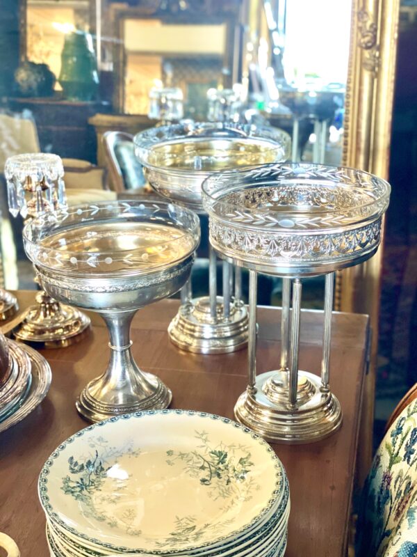1880s Silver Plated & Crystal Centerpiece