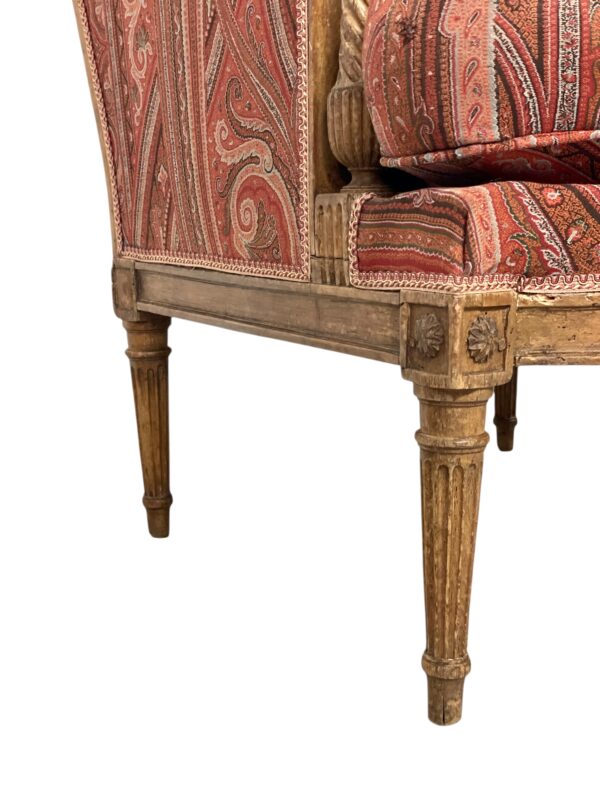 18th Century Directoire Bergère Chair with Paisley Upholstery