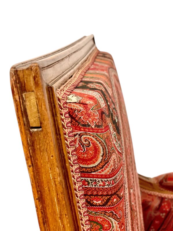 18th Century Directoire Bergère Chair with Paisley Upholstery