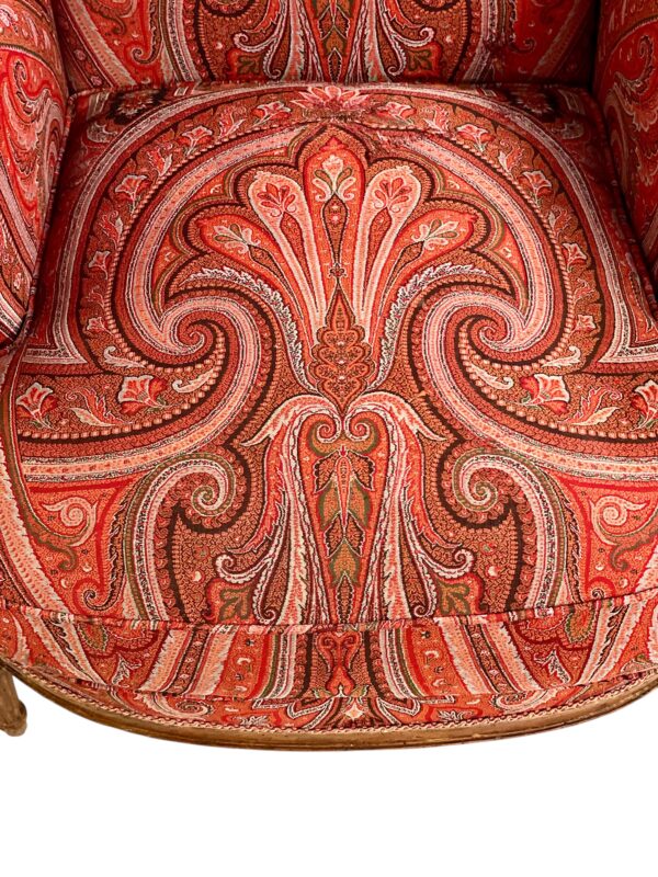 18th Century Directoire Bergère Chair with Paisley Upholstery