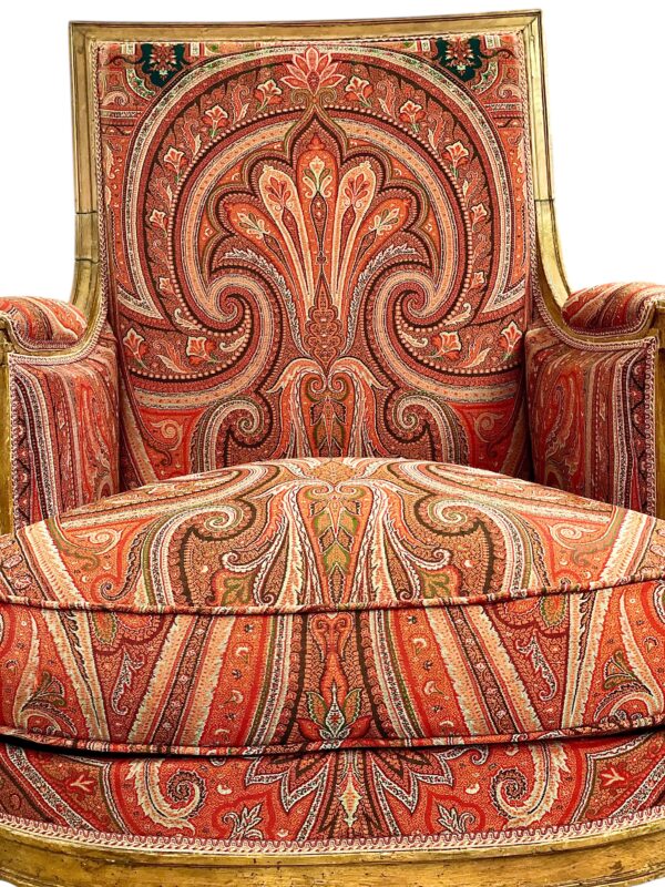 18th Century Directoire Bergère Chair with Paisley Upholstery