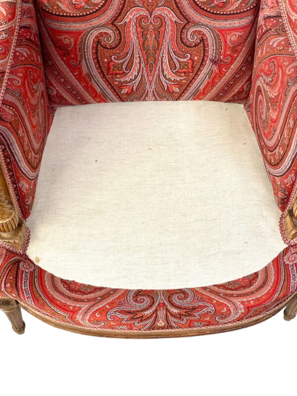 18th Century Directoire Bergère Chair with Paisley Upholstery