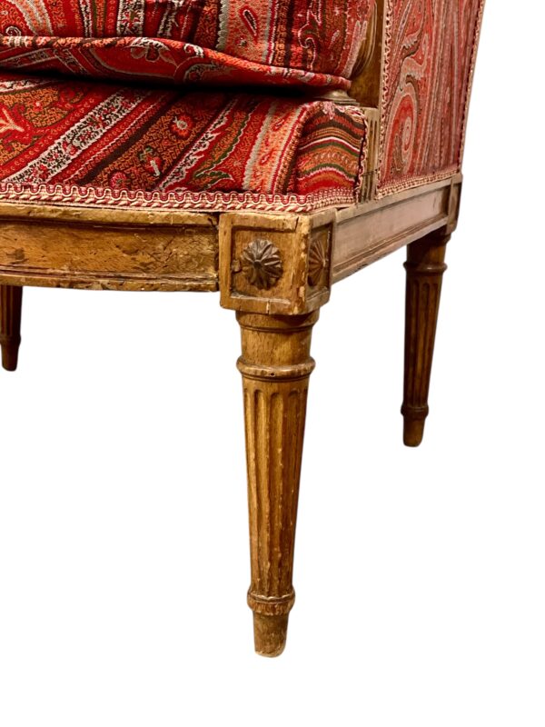 18th Century Directoire Bergère Chair with Paisley Upholstery