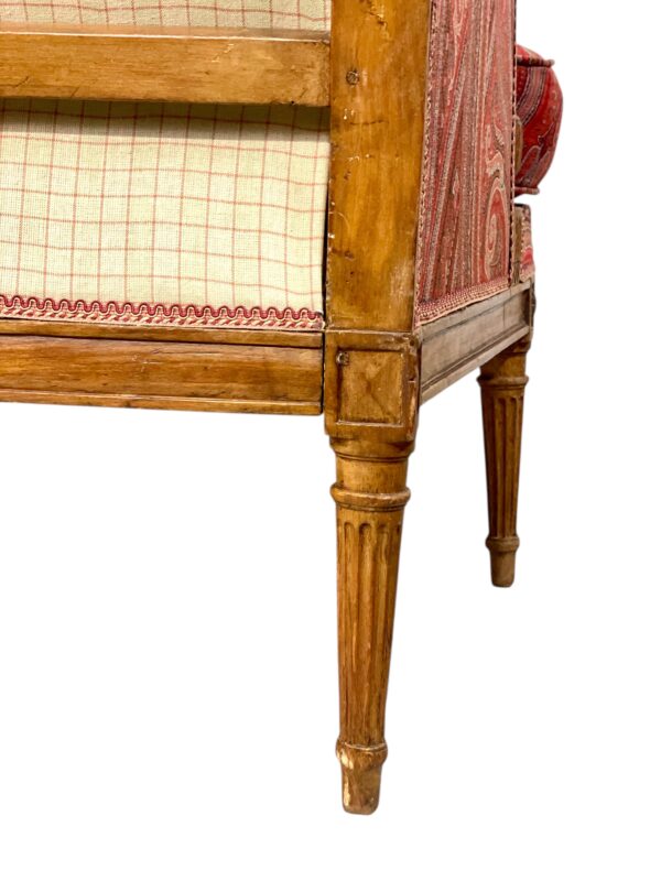 18th Century Directoire Bergère Chair with Paisley Upholstery
