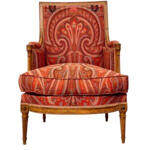 18th Century Directoire Bergère Chair with Paisley Upholstery
