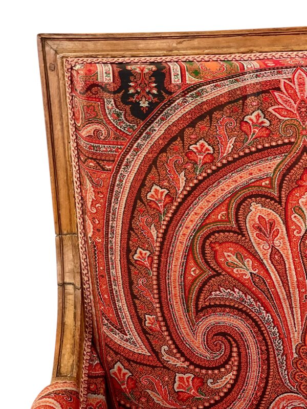 18th Century Directoire Bergère Chair with Paisley Upholstery