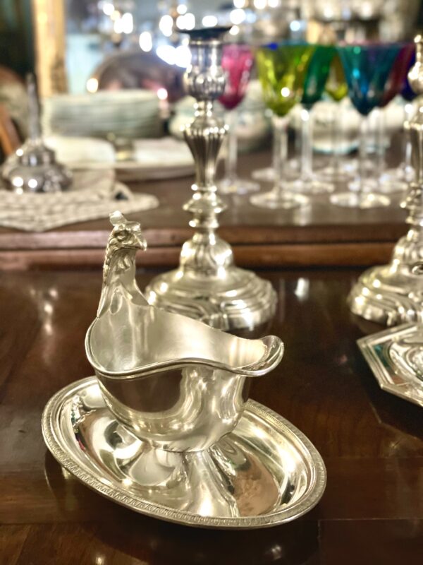 1930s Rare Christofle Gallia Silver Plated Sauce Boat with Eagle Handle