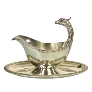 1930s Rare Christofle Gallia Silver Plated Sauce Boat with Eagle Handle