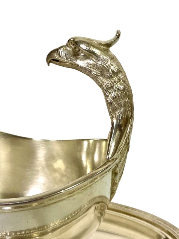1930s Rare Christofle Gallia Silver Plated Sauce Boat with Eagle Handle