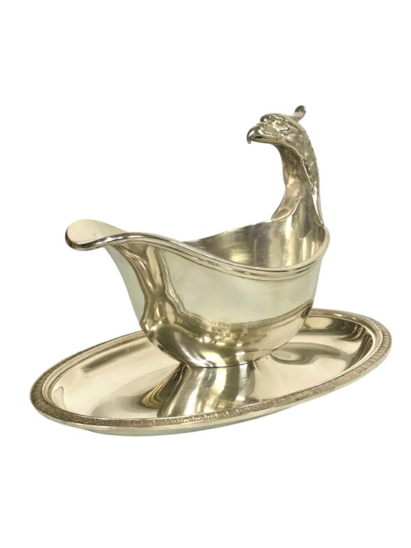 1930s Rare Christofle Gallia Silver Plated Sauce Boat with Eagle Handle