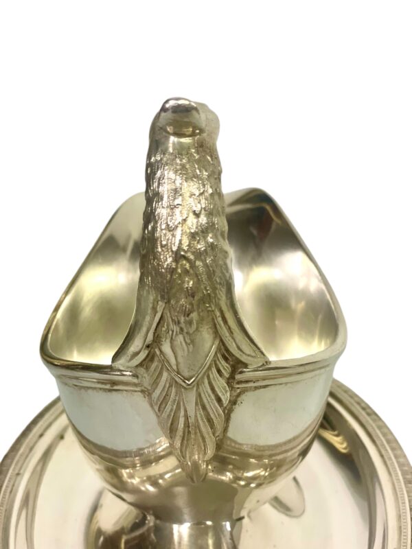 1930s Rare Christofle Gallia Silver Plated Sauce Boat with Eagle Handle