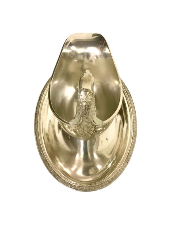 1930s Rare Christofle Gallia Silver Plated Sauce Boat with Eagle Handle