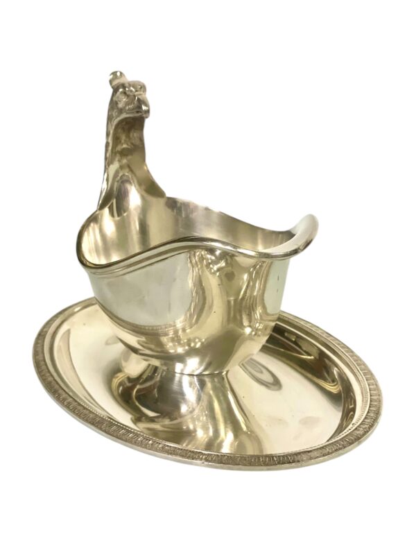 1930s Rare Christofle Gallia Silver Plated Sauce Boat with Eagle Handle