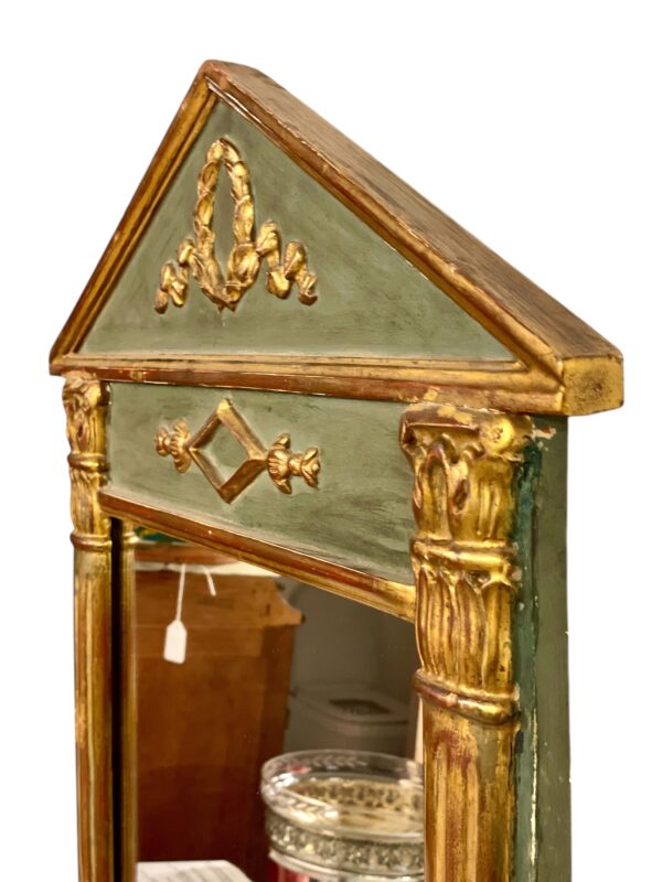 19th Century French Empire Mirror with Pediment and Painted Scenic Panel - Image 4