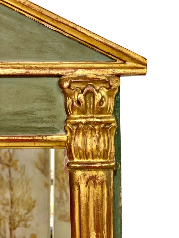 19th Century French Empire Mirror with Pediment and Painted Scenic Panel - Image 7