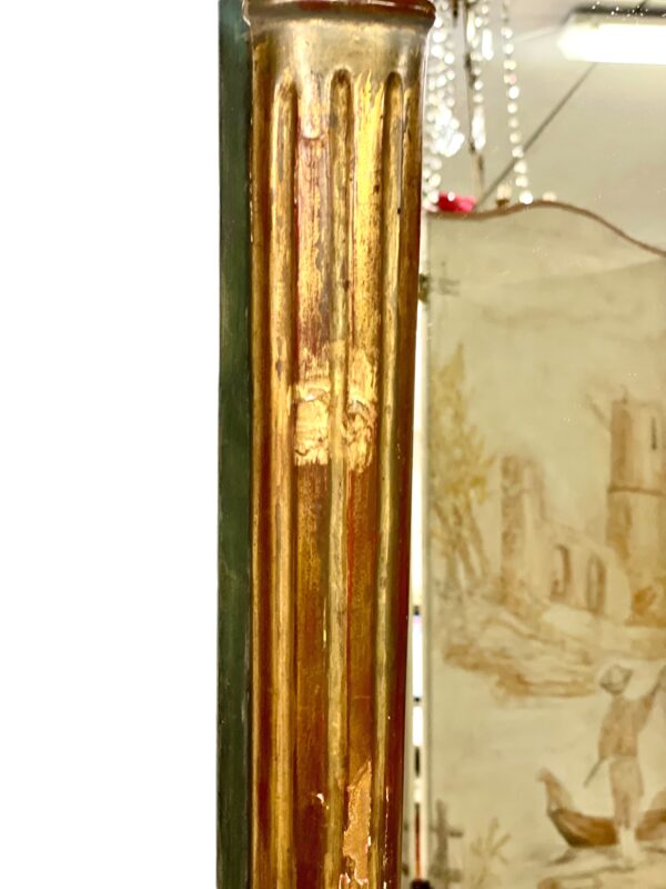 19th Century French Empire Mirror with Pediment and Painted Scenic Panel - Image 8