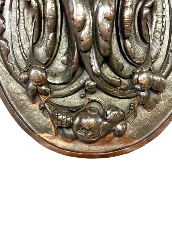 19th Century French Bronze Plaque with Winged Putto and Acanthus - Image 3