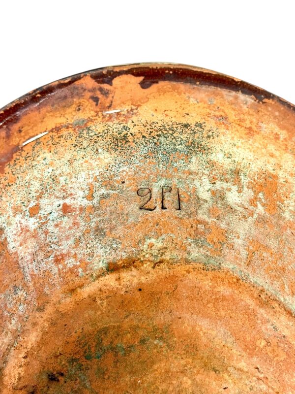 19th Century Large French Terracotta Bowl with Yellow Rustic Patina - Image 12