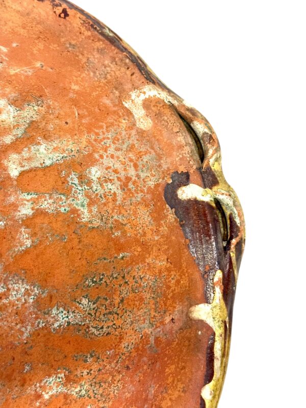 19th Century Large French Terracotta Bowl with Yellow Rustic Patina