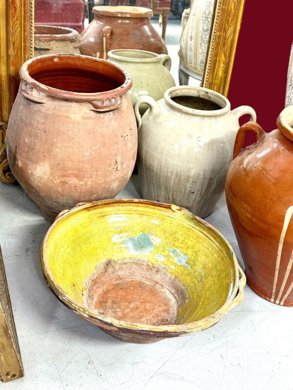 19th Century Large French Terracotta Bowl with Yellow Rustic Patina - Image 16