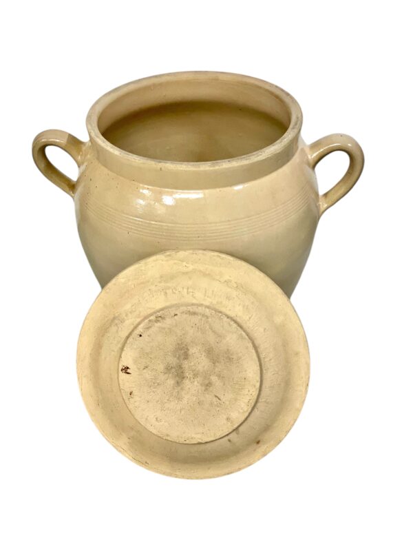 19th Century Large Glazed Terracotta Confit Pot with Lid and Handles - Image 12