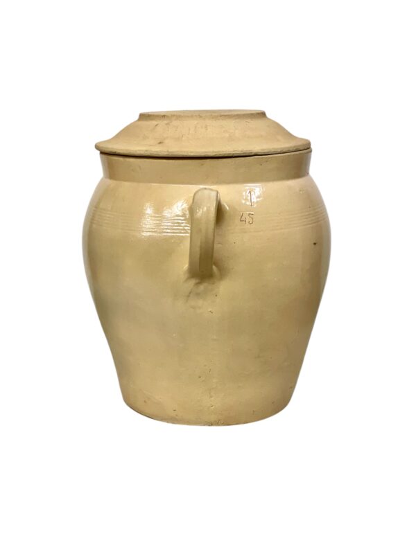 19th Century Large Glazed Terracotta Confit Pot with Lid and Handles - Image 5