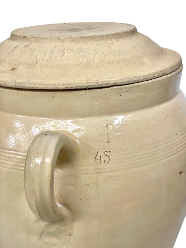 19th Century Large Glazed Terracotta Confit Pot with Lid and Handles - Image 6