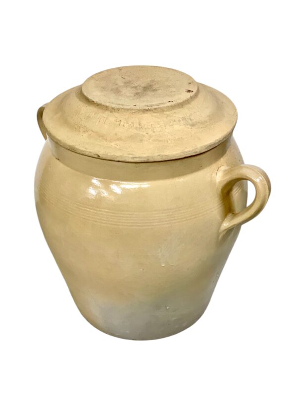19th Century Large Glazed Terracotta Confit Pot with Lid and Handles - Image 7