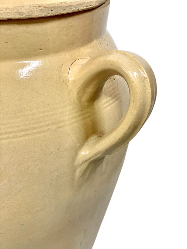 19th Century Large Glazed Terracotta Confit Pot with Lid and Handles - Image 8