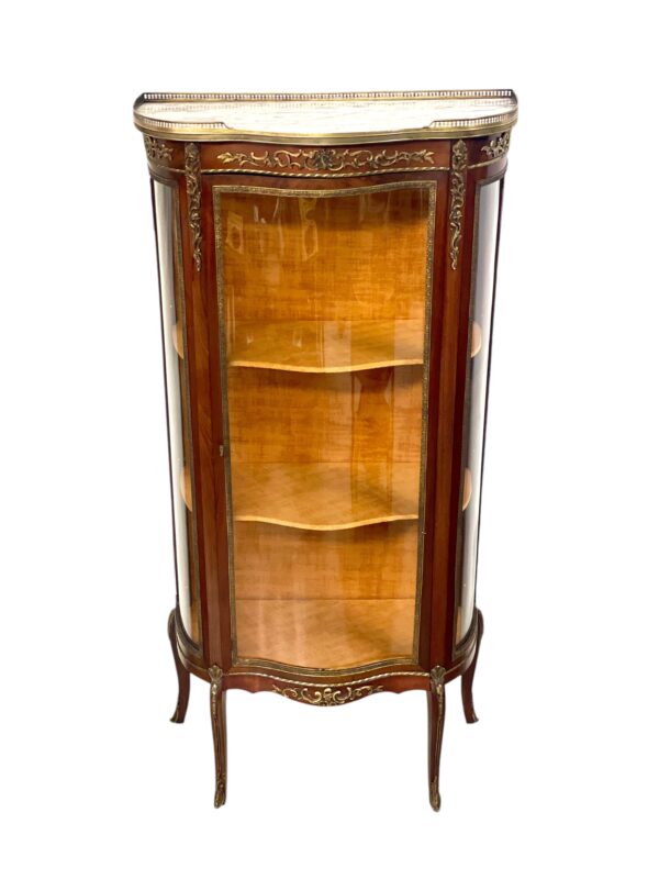 19th Century Louis XV Vitrine with Marble Top and Ormolu Mounts - Image 11