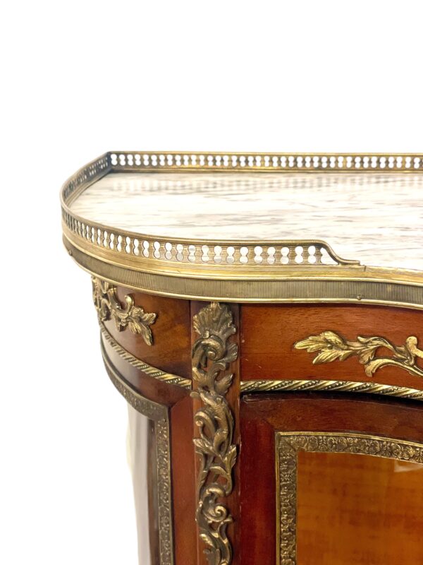 19th Century Louis XV Vitrine with Marble Top and Ormolu Mounts