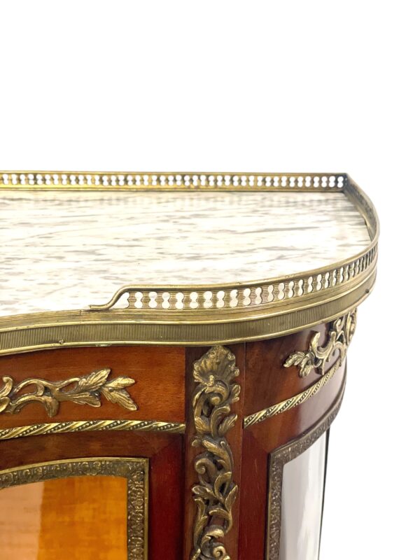 19th Century Louis XV Vitrine with Marble Top and Ormolu Mounts