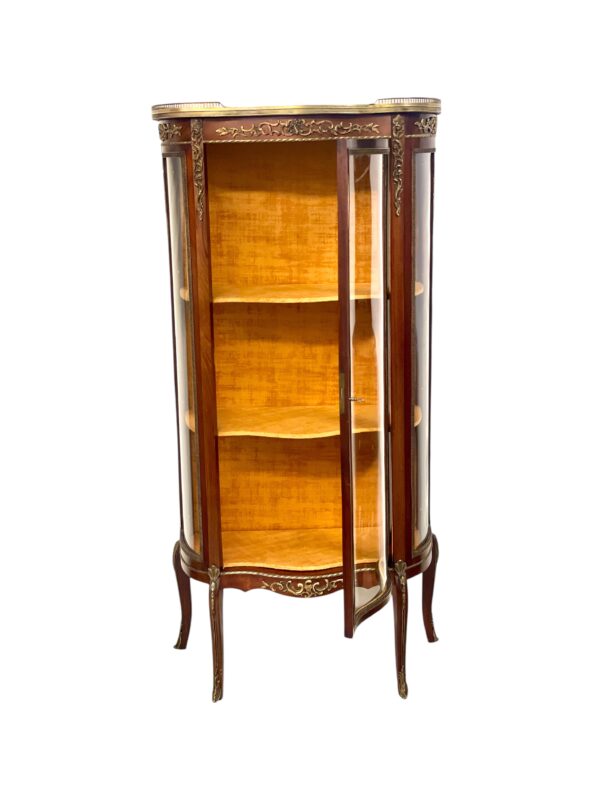 19th Century Louis XV Vitrine with Marble Top and Ormolu Mounts