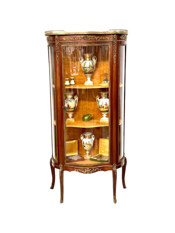19th Century Louis XV Vitrine with Marble Top and Ormolu Mounts
