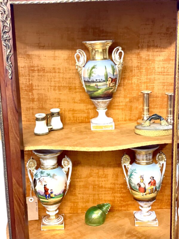 19th Century Louis XV Vitrine with Marble Top and Ormolu Mounts