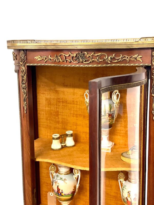19th Century Louis XV Vitrine with Marble Top and Ormolu Mounts