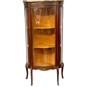 19th Century Louis XV Vitrine with Marble Top and Ormolu Mounts