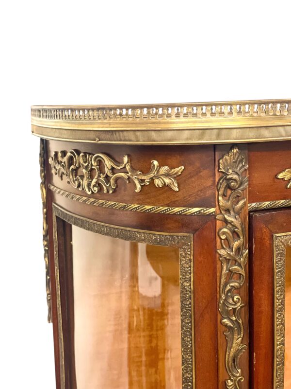 19th Century Louis XV Vitrine with Marble Top and Ormolu Mounts