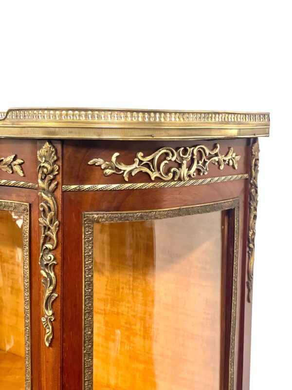 19th Century Louis XV Vitrine with Marble Top and Ormolu Mounts