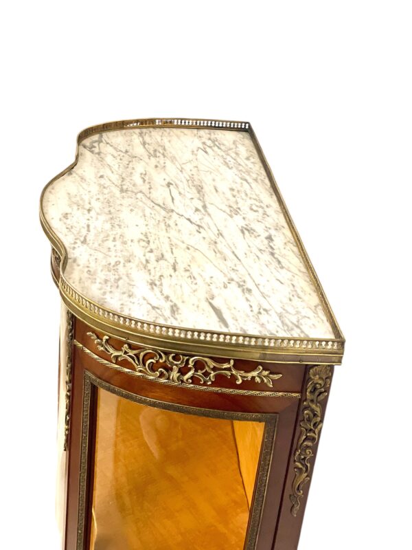 19th Century Louis XV Vitrine with Marble Top and Ormolu Mounts - Image 8