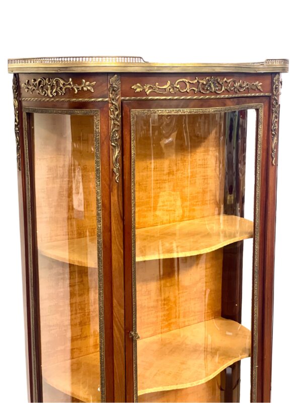 19th Century Louis XV Vitrine with Marble Top and Ormolu Mounts