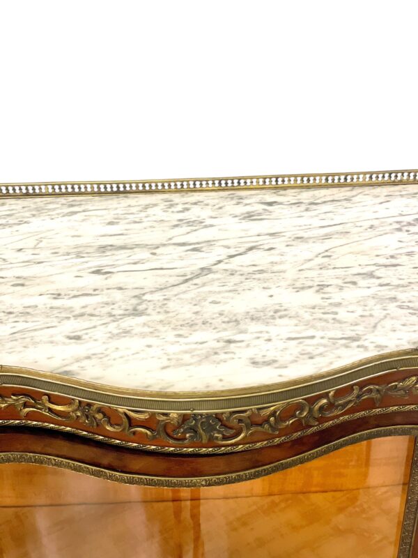19th Century Louis XV Vitrine with Marble Top and Ormolu Mounts