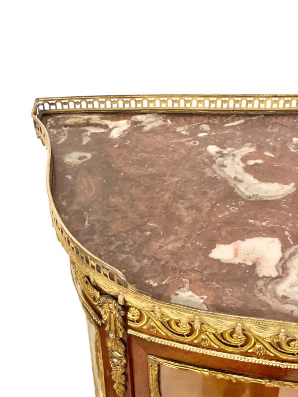 19th Century Vitrine with Ormolu, Marble Top & Glass Panels