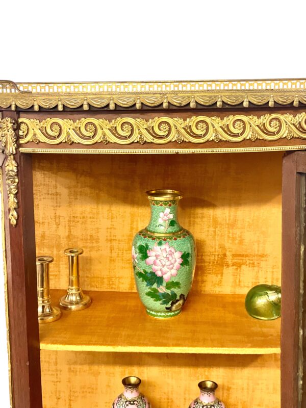 19th Century Vitrine with Ormolu, Marble Top & Glass Panels