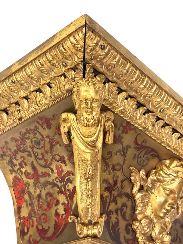 19th Century Wall Bracket Console with Gilt Bronze Mask and Satyrs